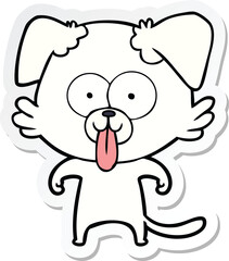 Obraz premium sticker of a cartoon dog with tongue sticking out