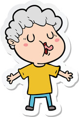 sticker of a cartoon man singing