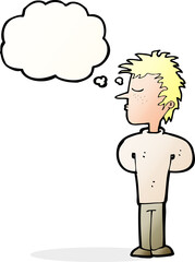 cartoon man ignoring with thought bubble