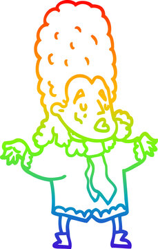 recommend clip art: rainbow gradient line drawing cartoon man in wig
