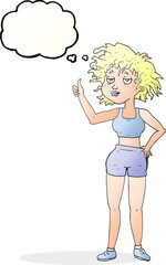 thought bubble cartoon tired gym woman