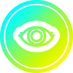 staring eye circular in cold gradient spectrum