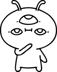 small alien looking thoughtful