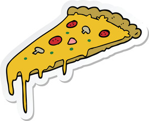 sticker of a cartoon pizza slice