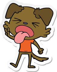sticker of a cartoon disgusted dog