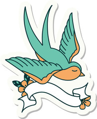 tattoo sticker with banner of a swallow