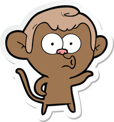 Fototapeta premium sticker of a cartoon hooting monkey