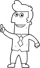 black and white cartoon businessman pointing