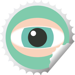 Obraz premium staring eye round sticker stamp