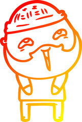 warm gradient line drawing cartoon happy bearded man