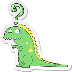 sticker of a cartoon confused dinosaur