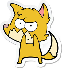 sticker of a cartoon annoyed fox