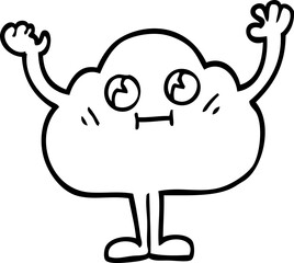 happy line drawing cartoon cloud