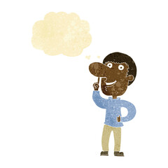 cartoon man with idea with thought bubble