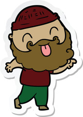 sticker of a man with beard sticking out tongue