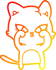 warm gradient line drawing cute cartoon cat