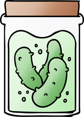 gradient cartoon doodle jar of pickled gherkins