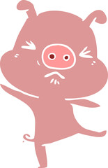 flat color style cartoon furious pig