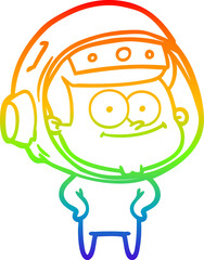 rainbow gradient line drawing happy astronaut cartoon