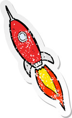 retro distressed sticker of a cartoon spaceship