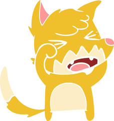 angry flat color style cartoon fox rubbing eyes