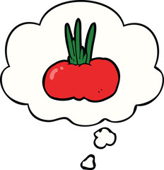 cartoon vegetable and thought bubble