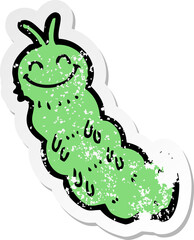 retro distressed sticker of a cartoon caterpillar