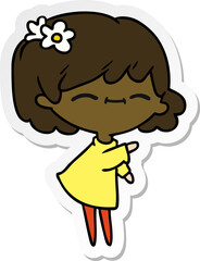 sticker cartoon of cute kawaii girl