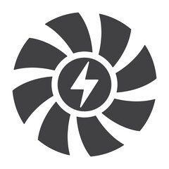 wind energy for electricity, solid icon