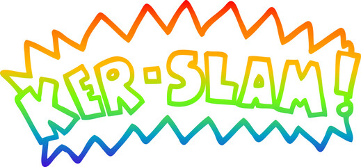 rainbow gradient line drawing cartoon words ker slam