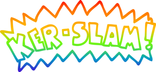 Foto op Canvas rainbow gradient line drawing cartoon words ker slam © lineartestpilot