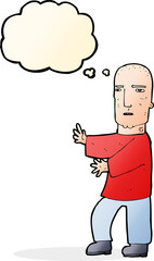 Fototapeta premium cartoon tough man with thought bubble
