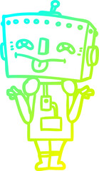 cold gradient line drawing cartoon robot