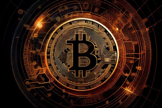 Bitcoin crypto currency, wallpaper business future exchange. Generative AI.