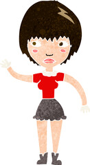 cartoon waving woman
