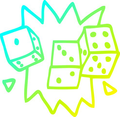 cold gradient line drawing cartoon rolling dice