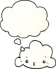 cute cartoon cloud and thought bubble in smooth gradient style