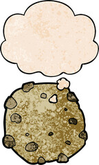 cartoon cookie and thought bubble in grunge texture pattern style