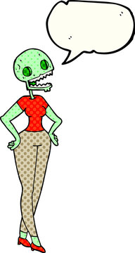 comic book speech bubble cartoon zombie woman
