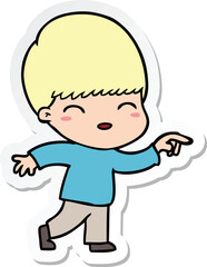 Obraz premium sticker of a happy cartoon boy