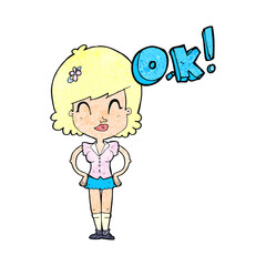 cartoon woman thinking OK