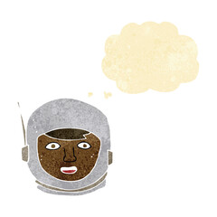 cartoon astronaut head with thought bubble