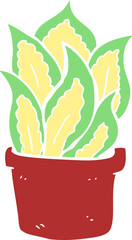 flat color illustration of a cartoon house plant