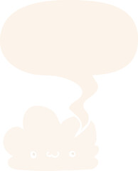 cute cartoon cloud and speech bubble in retro style