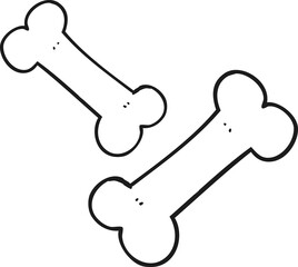 black and white cartoon old bones