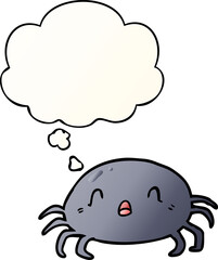 cartoon spider and thought bubble in smooth gradient style