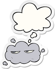 cute cartoon cloud and thought bubble as a printed sticker