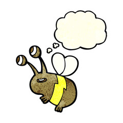 cartoon happy bee with thought bubble