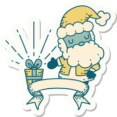 sticker of tattoo style santa claus christmas character