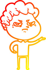 warm gradient line drawing cartoon angry man